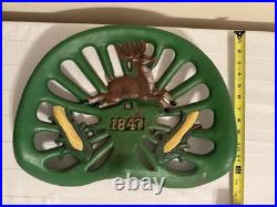 Vintage Retro Cast Iron John Deere Tractor Seat 1847 Corn on the Cob Farm Sign
