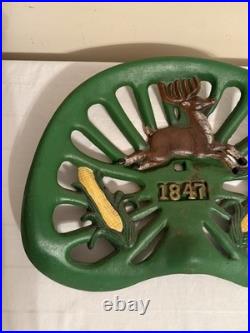 Vintage Retro Cast Iron John Deere Tractor Seat 1847 Corn on the Cob Farm Sign