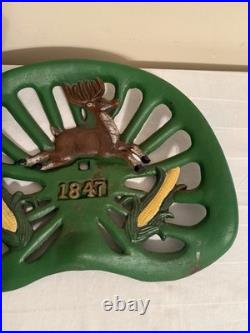 Vintage Retro Cast Iron John Deere Tractor Seat 1847 Corn on the Cob Farm Sign
