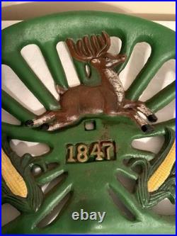 Vintage Retro Cast Iron John Deere Tractor Seat 1847 Corn on the Cob Farm Sign