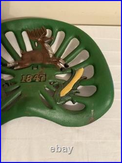 Vintage Retro Cast Iron John Deere Tractor Seat 1847 Corn on the Cob Farm Sign
