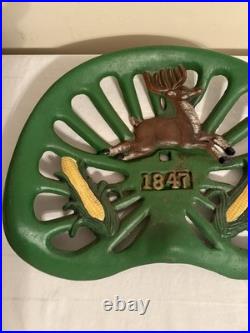 Vintage Retro Cast Iron John Deere Tractor Seat 1847 Corn on the Cob Farm Sign