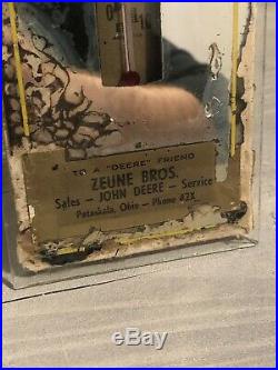 Vintage Scarce John Deere Vocational FFA Dealer Advertising Mirror Thermometer