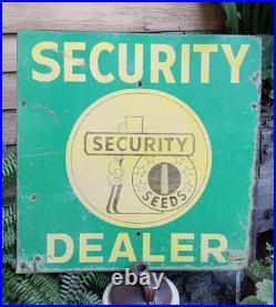 Vintage Security Seeds Dealer Advertising Sign Farm Feed Country Store Metal 24