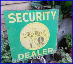Vintage Security Seeds Dealer Advertising Sign Farm Feed Country Store Metal 24