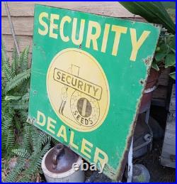Vintage Security Seeds Dealer Advertising Sign Farm Feed Country Store Metal 24