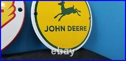 Vintage Shell Gasoline John Deere Porcelain 6 Service Station Auto Gas Oil Sign