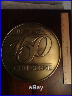 Vintage Sign JOHN DEERE 150 YEAR ANNIVERSARY 1837-1987 Plaque Dealer 14 X 20
