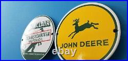 Vintage Sinclair Gasoline John Deere Porcelain 6 Service Station Gas Oil Sign