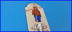 Vintage Smokey The Bear Porcelain Gas Pump Forest Fires Ad Sign Thermometer