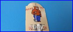 Vintage Smokey The Bear Porcelain Gas Pump Forest Fires Ad Sign Thermometer