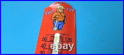 Vintage Smokey The Bear Porcelain Gas Pump Prevent Fires Ad Sign Thermometer