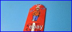 Vintage Smokey The Bear Porcelain Gas Pump Prevent Fires Ad Sign Thermometer