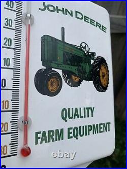Vintage Style John Deere Farm Quality Equipment Porcelain Thermometer Sign