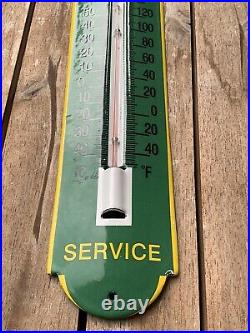 Vintage Style John Deere Farm Service Porcelain Thermometer Sign