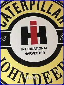 Vintage Style John Deere-caterpillar'' Gas & Oil Plate Porcelain Sign 12 In