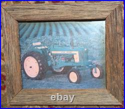 Vintage Tractor Pictures in Aged Wooden Frames, John Deere Slate Signs & Tray