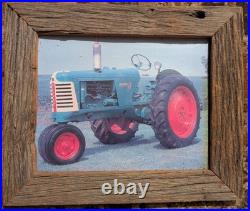 Vintage Tractor Pictures in Aged Wooden Frames, John Deere Slate Signs & Tray