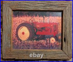 Vintage Tractor Pictures in Aged Wooden Frames, John Deere Slate Signs & Tray