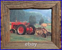 Vintage Tractor Pictures in Aged Wooden Frames, John Deere Slate Signs & Tray