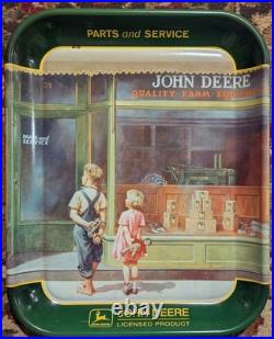 Vintage Tractor Pictures in Aged Wooden Frames, John Deere Slate Signs & Tray