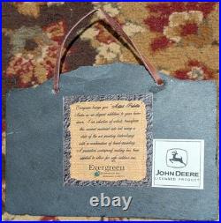 Vintage Tractor Pictures in Aged Wooden Frames, John Deere Slate Signs & Tray