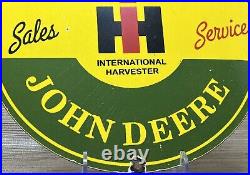 Vintage Tractor Porcelain Dealership Sign Gas Oil Ih John Deere Caterpillar