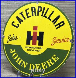 Vintage Tractor Porcelain Dealership Sign Gas Oil Ih John Deere Caterpillar