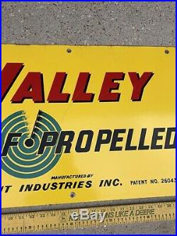 Vintage VALLEY Self Propelled Farm Irrigation Porcelain Sign Agriculture Farmer