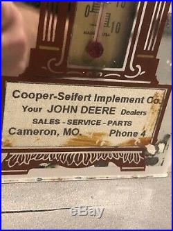 Vintage Very Rare John Deere dealer Advertising Mirror Thermometer 1 Digit Phone
