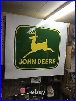 Vintage large John Deere tractor dealer embossed metal sign 42 inches