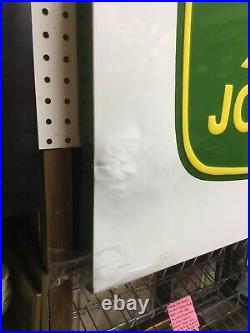 Vintage large John Deere tractor dealer embossed metal sign 42 inches