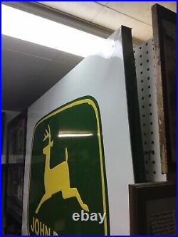 Vintage large John Deere tractor dealer embossed metal sign 42 inches