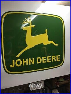 Vintage large John Deere tractor dealer embossed metal sign 42 inches