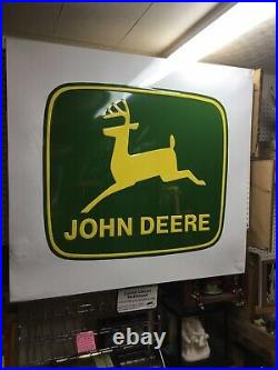 Vintage large John Deere tractor dealer embossed metal sign 42 inches