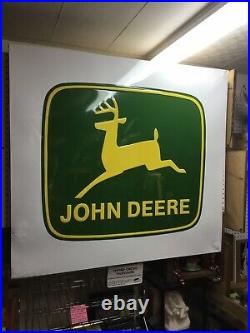 Vintage large John Deere tractor dealer embossed metal sign 42 inches