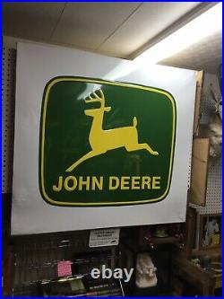 Vintage large John Deere tractor dealer embossed metal sign 42 inches