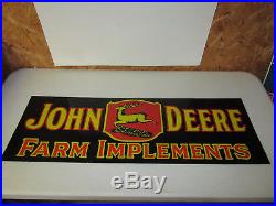 Vintage old John Deere embossed metal sign gas station garage farm tractor