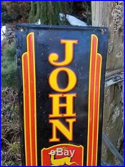 Vintage old original John Deere metal sign farm tractor advertising gas oil rare