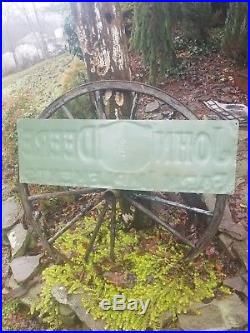 Vintage old original John Deere metal sign farm tractor dealership sales gas oil