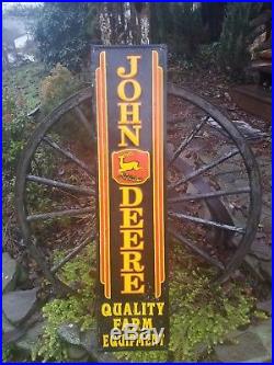 Vintage old original John Deere metal sign farm tractor dealership sales service