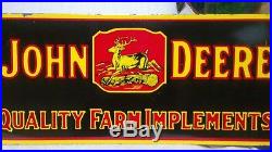 Vintage original JOHN DEERE 4 LEG QUALITY FARM IMPLEMENTS porcelain sign dealer