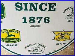 Vintage porcelain enamel John deere quality farm 1876 30 inch sided sign
