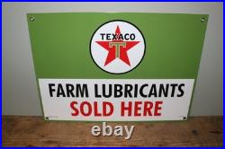 Vtg 1956 Texaco Farm Lubricants John Deere Tractor 12x16 Porcelain Metal Sign