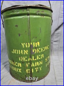 Vtg Antique J-D-D John Deere 10lb. Grease Can Husker Farm Store Sioux City Iowa