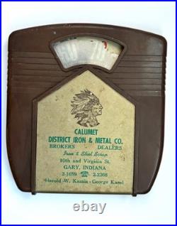 Vtg Calumet Indian Metal Iron Native American Chief Scale Thermometer Sign