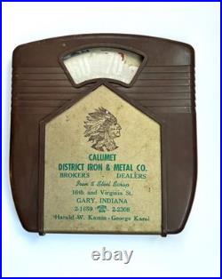 Vtg Calumet Indian Metal Iron Native American Chief Scale Thermometer Sign