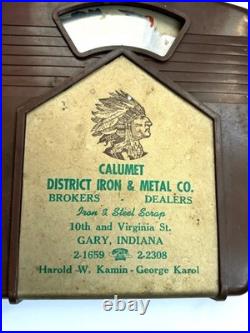 Vtg Calumet Indian Metal Iron Native American Chief Scale Thermometer Sign