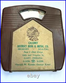 Vtg Calumet Indian Metal Iron Native American Chief Scale Thermometer Sign