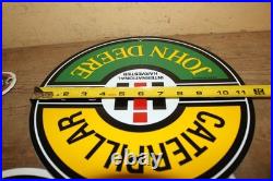 Vtg Caterpillar IH International Harvester John Deere Tractor Porcelain Sign